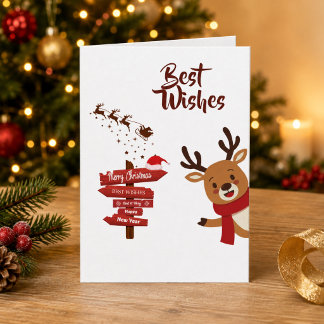 Personalisiertes Frohe Weihnachten Süßes Rentier Karte