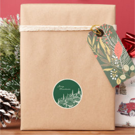 Personalisiertes Frohe Weihnachten Tisch Minimal D Runder Aufkleber