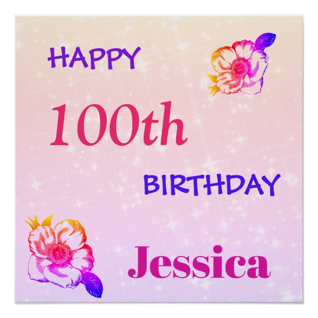 Personalisiertes Frohes 100. Geburtstag Poster (Vorderseite)
