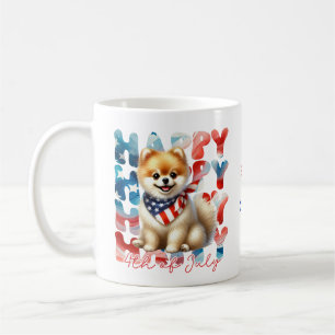 Personalisiertes Frohes 4. Juli Pomeranian Kaffeetasse