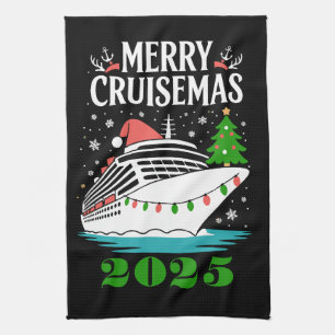 Personalisiertes Frohes Cruisemas Kreuzfahrtschiff Geschirrtuch