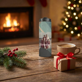 Personalisiertes frohes Weihnachtsfest Familienfot Thermosbecher