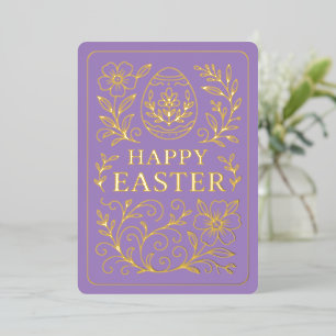 Personalisiertes Frühlings-Oster-Ei Gold Blume Folien Feiertagskarte