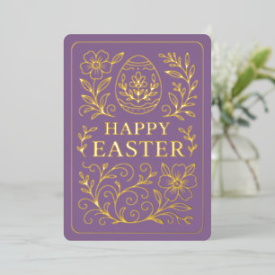 Personalisiertes Frühlings-Oster-Ei Gold Floral Folien Feiertagskarte