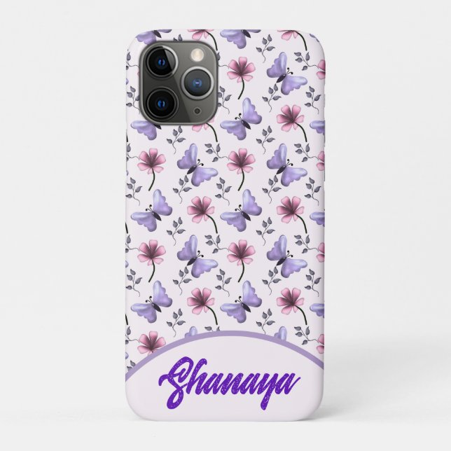 Personalisiertes Frühlings-Schmetterling-Blumenges Case-Mate iPhone Hülle (Rückseite)