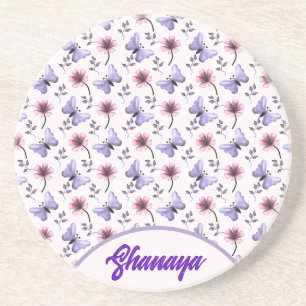 Personalisiertes Frühlings-Schmetterling-Blumenges Getränkeuntersetzer