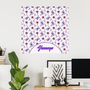 Personalisiertes Frühlings-Schmetterlings-Blumenge Poster