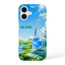 Personalisiertes Frutiger Aero Name iPhone 16 Case