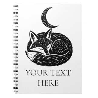 Personalisiertes Fuchs- und Halbmond-Notizbuch  Notizblock