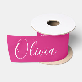 Personalisiertes Fuchsia Rosa Elegantes Namens-Sat Satinband