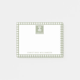 Personalisiertes FuE-Register Kariertes Muster Post-it Klebezettel