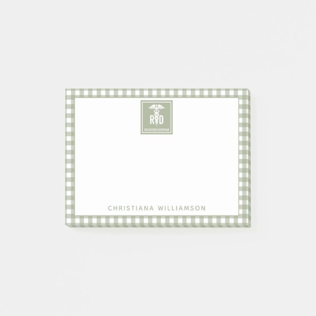 Personalisiertes FuE-Register Kariertes Muster Post-it Klebezettel (Vorderseite)