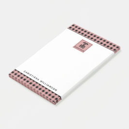 Personalisiertes FuE-Register Kariertes Muster Post-it Klebezettel