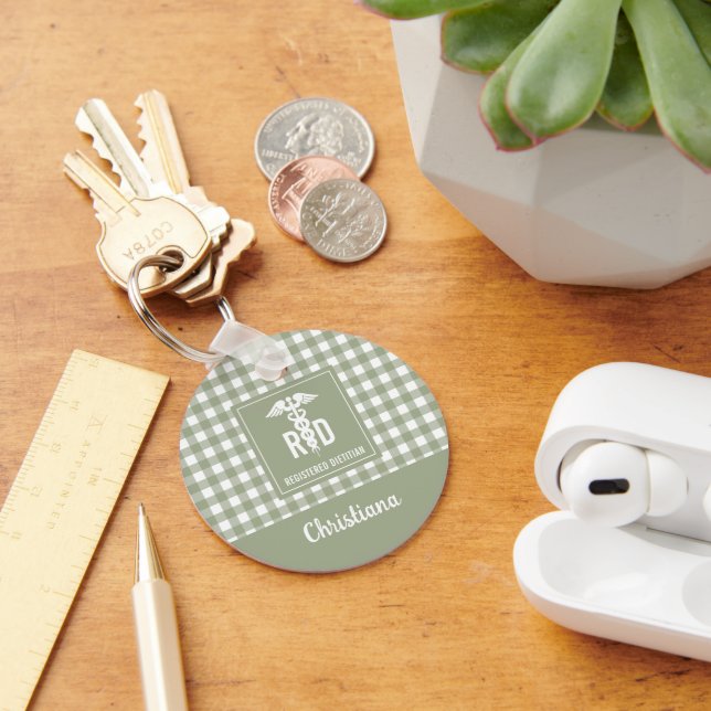 Personalisiertes FuE-Register Kariertes Muster Schlüsselanhänger (Schreibtisch)