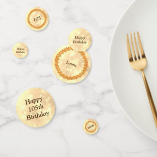 Personalisiertes funkelnd Gold Happy 105. Geburtst Konfetti