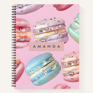 Personalisiertes funkelndes Pastell-Macarons-Glück Notizbuch