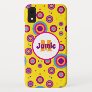 Personalisiertes Funky Circles-Muster auf Gelb 2 Case-Mate iPhone Hülle