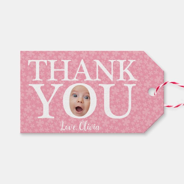 Personalisiertes Funny Baby Gesicht DANK SIE Gesch Geschenkanhänger (Vorderseite (Horizontal))