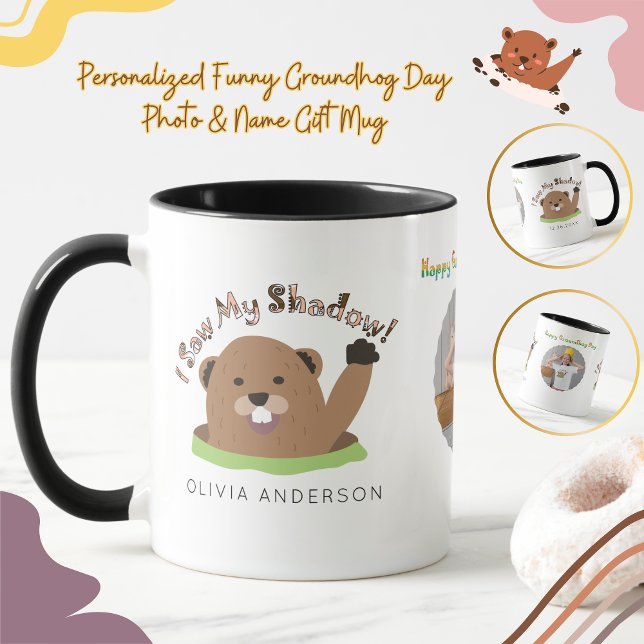 Personalisiertes Funny Groundhog Day Foto & Name G Tasse (Von Creator hochgeladen)