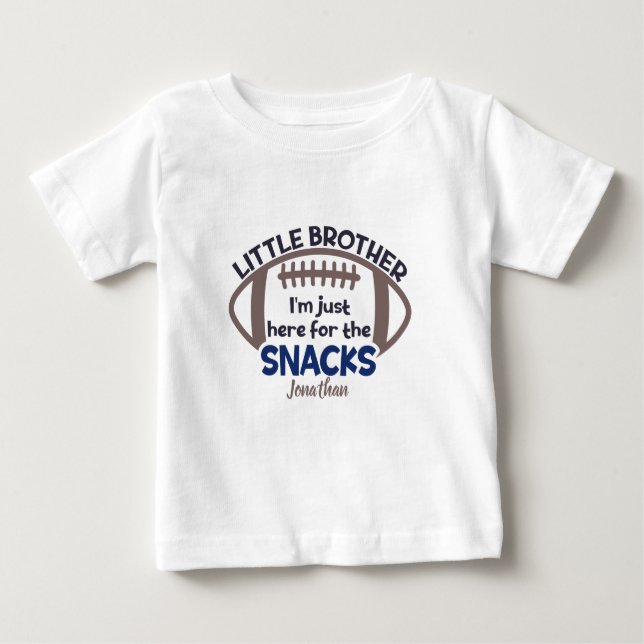 Personalisiertes Funny Here for Snacks Football Baby T-shirt (Vorderseite)