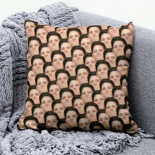 Personalisiertes Funny Overlapping Face Foto Accen Kissen