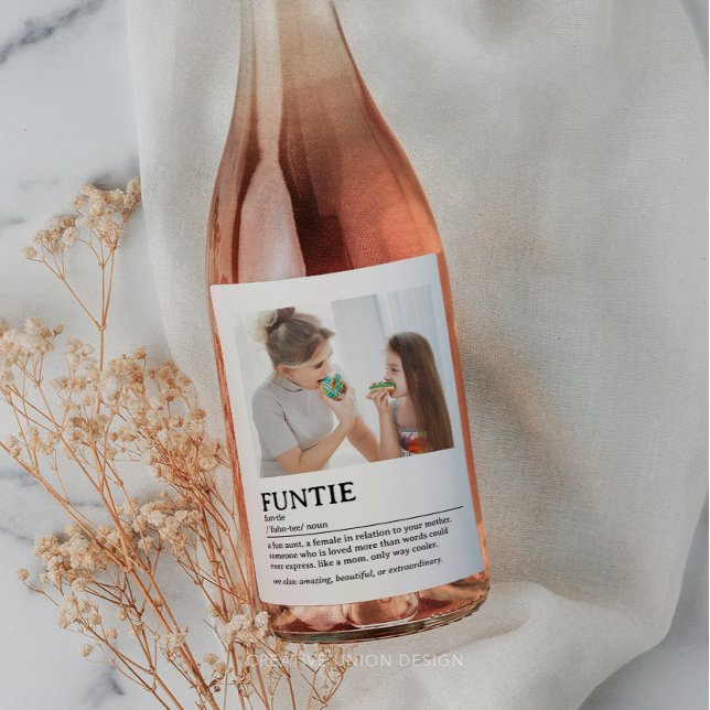 Personalisiertes Funtie-Definition-Zitat Weinetikett (funtie gift for aunt)