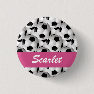 Personalisiertes Fußball-Ball-Muster-Rosa Button