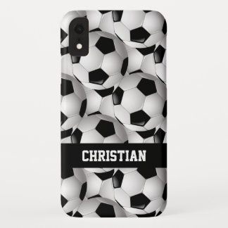 Personalisiertes Fußball-Ball-Muster Schwarz-weiß iPhone XR Hülle