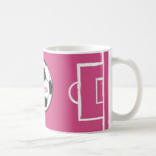 Personalisiertes Fußball-Ball-und Feld-Rosa Tasse