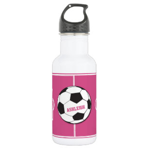 Personalisiertes Fußball-Ball-und Feld-Rosa Trinkflasche
