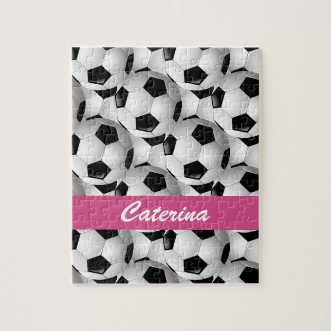 Personalisiertes Fußball-Kugelmuster Rosa Puzzle (Vertikal)