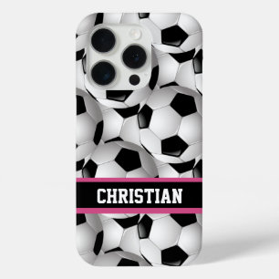 Personalisiertes Fußball-Kugelmuster Schwarz Rosa Case-Mate iPhone Hülle