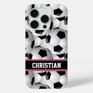 Personalisiertes Fußball-Kugelmuster Schwarz Rosa  Case-Mate iPhone Hülle
