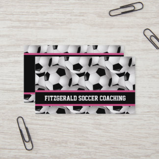 Personalisiertes Fußball-Kugelmuster Schwarz Rosa  Visitenkarte