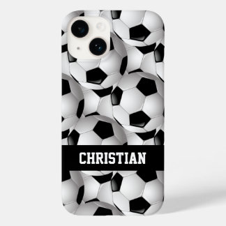 Personalisiertes Fußballball-Muster Schwarz-weiß Case-Mate iPhone Hülle