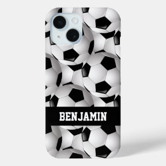 Personalisiertes Fußballball-Muster Schwarz-weiß Case-Mate iPhone Hülle