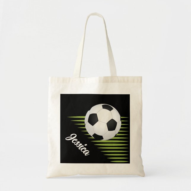 Personalisiertes Fußballdesign mit Name und Ballfa Tragetasche (Vorne)