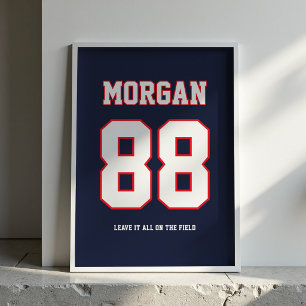 Personalisiertes Fußballtrikot Name & Nummer Poste Poster