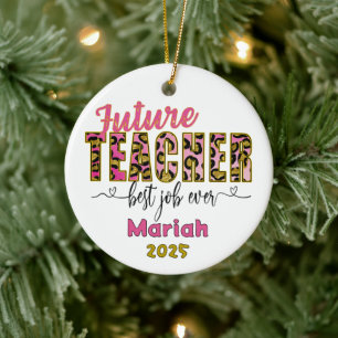 Personalisiertes Future Teacher Gepard-Druck-Ornam Keramik Ornament
