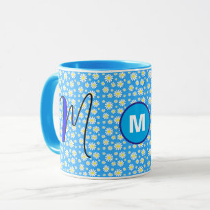 Personalisiertes Gänseblümchen-Monogramm Anfangsbu Tasse