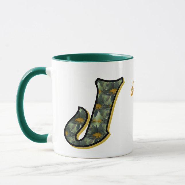 Personalisiertes Gänseblümchen-Monogramm Anfangsbu Tasse (Links)