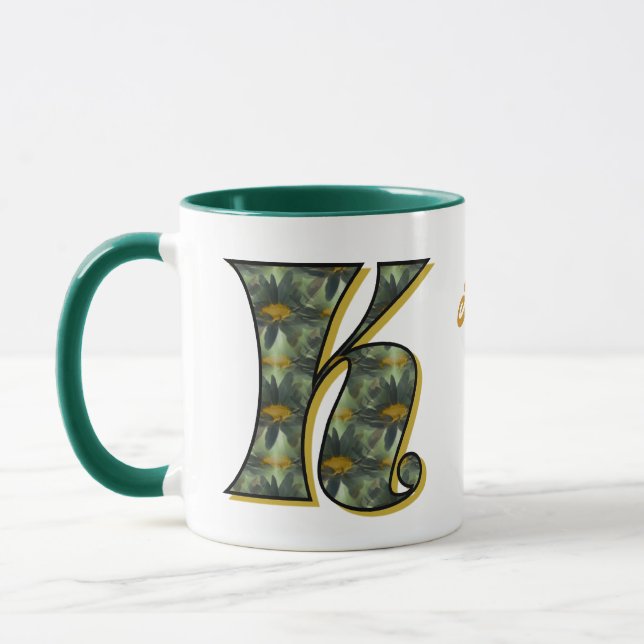 Personalisiertes Gänseblümchen-Monogramm Anfangsbu Tasse (Links)