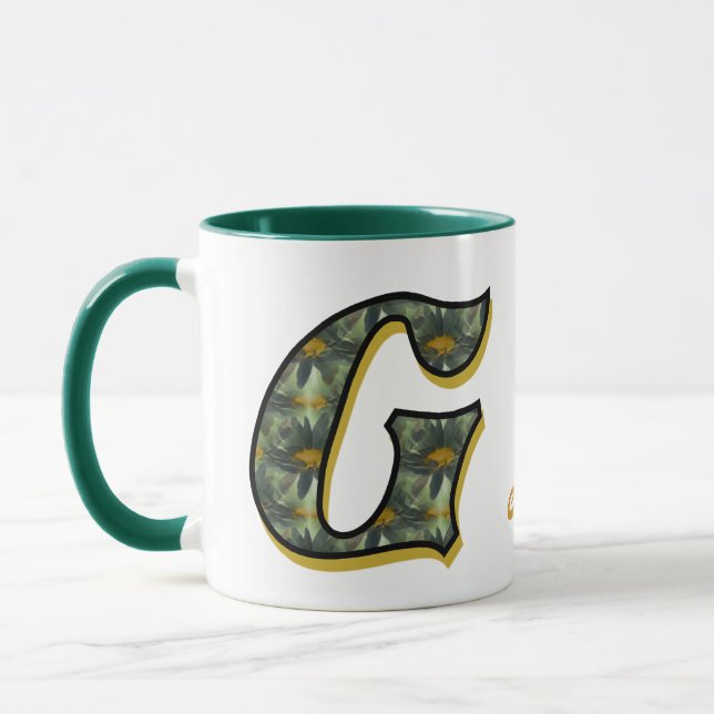 Personalisiertes Gänseblümchen-Monogramm Initial G Tasse (Links)