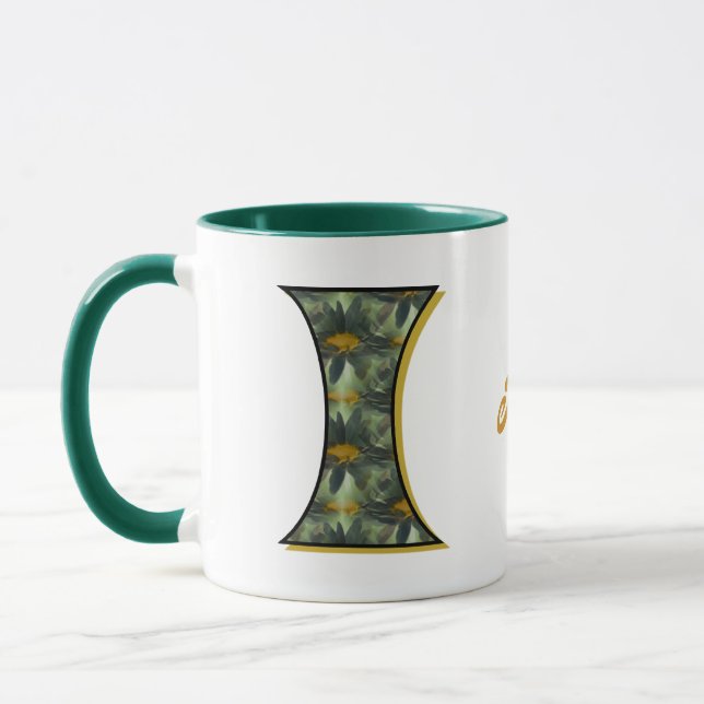 Personalisiertes Gänseblümchen-Monogramm Initiale  Tasse (Links)