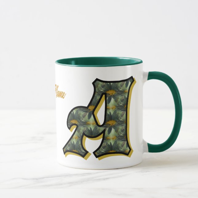 Personalisiertes Gänseblümchen-Monogramm Initiale  Tasse (Rechts)