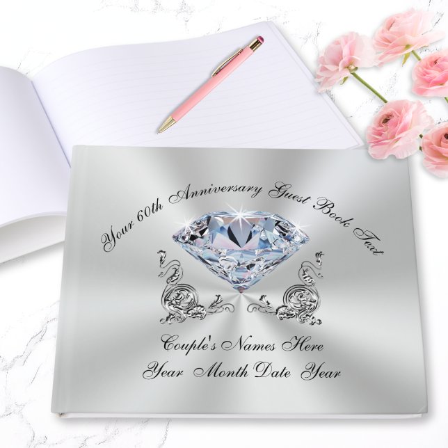 Personalisiertes Gästebuch zum 60. Geburtstag (Diamond wedding anniversary guest book. 60th anniversary party ideas for parents and grandparents.)