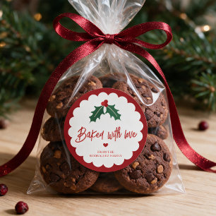 Personalisiertes Gebacken mit Liebe Weihnachtsback Runder Aufkleber