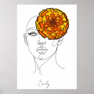 Personalisiertes Geburtsblumenporträt Oktober Poster