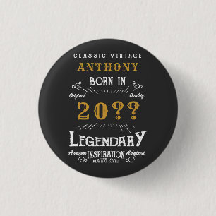 Personalisiertes Geburtstags-Retro-Vintage-Monogra Button