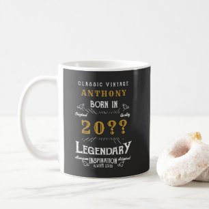 Personalisiertes Geburtstags-Retro-Vintage-Monogra Kaffeetasse